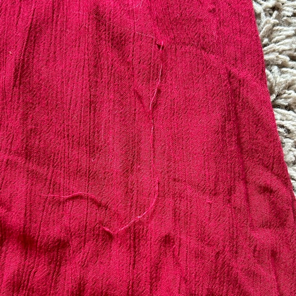 Abercrombie & Fitch | Boho Smocked Embroidered Waist Split Side Red Midi skirt - Picture 3 of 11